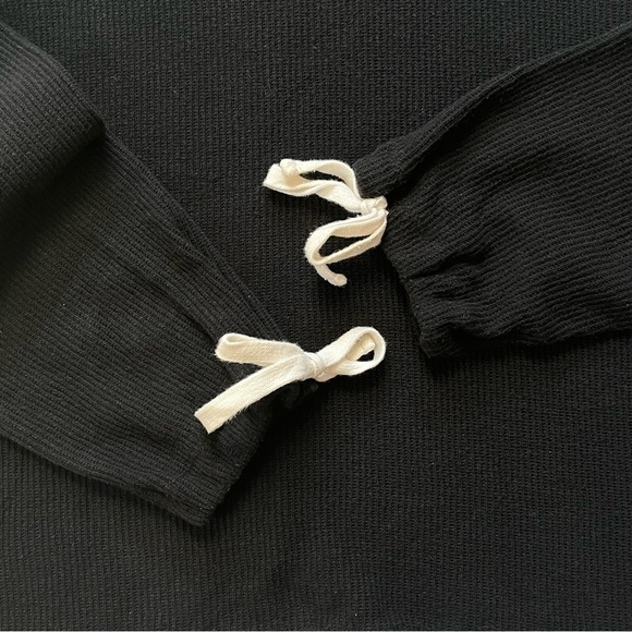 Mile(s) Madewell Funnelneck Tie-Sleeve Sweatshirt Black XS - Picture 5 of 8